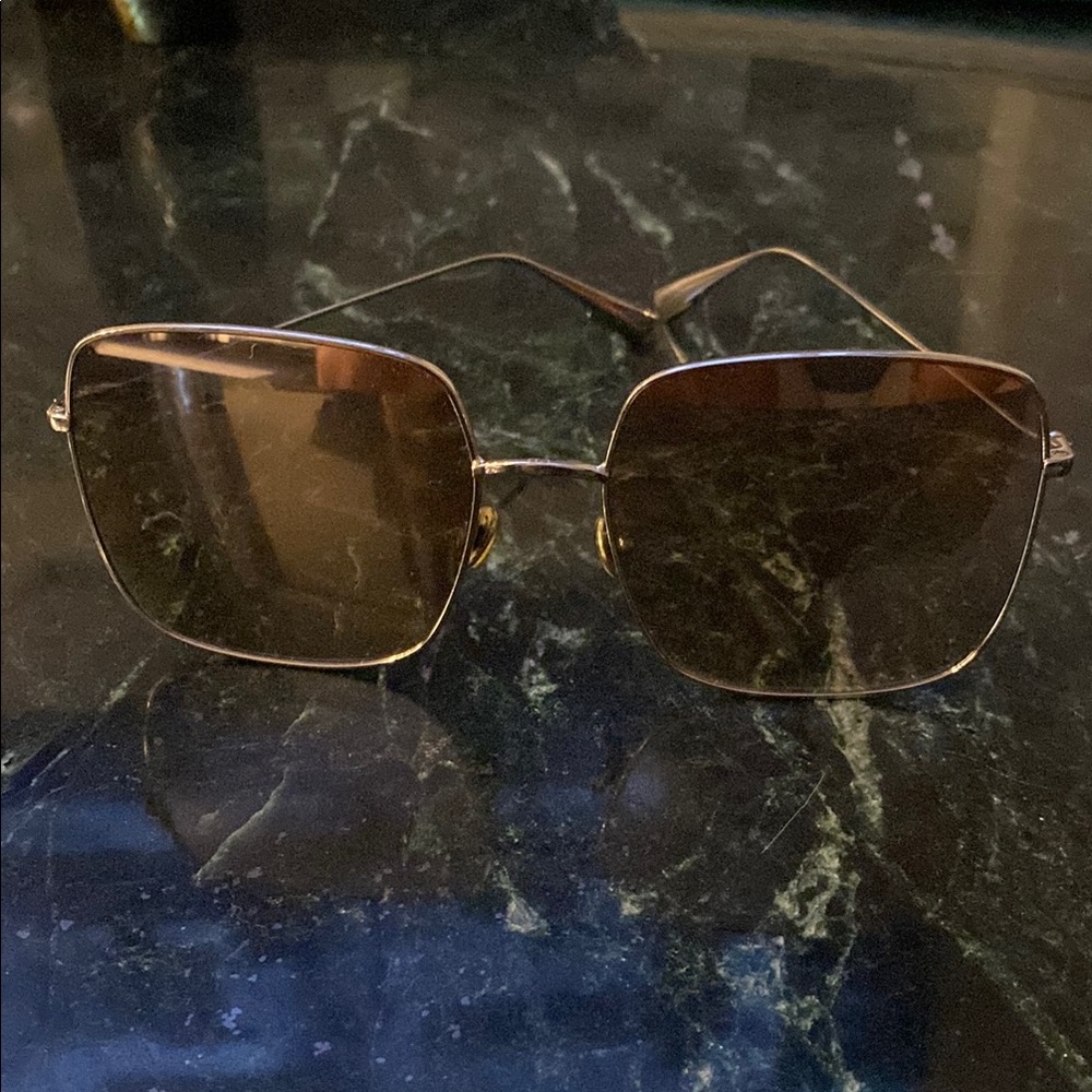 Dior Silver Rectangular Metal Frame Sunglasses with reflective Lenses